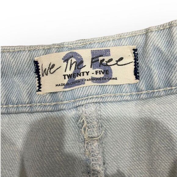 FREE PEOPLE GOING ROGUE DENIM SKIRT OB962056 RAW ASYMMETRIC HEM TIDAL WAVE SZ 25 - Picture 13 of 13